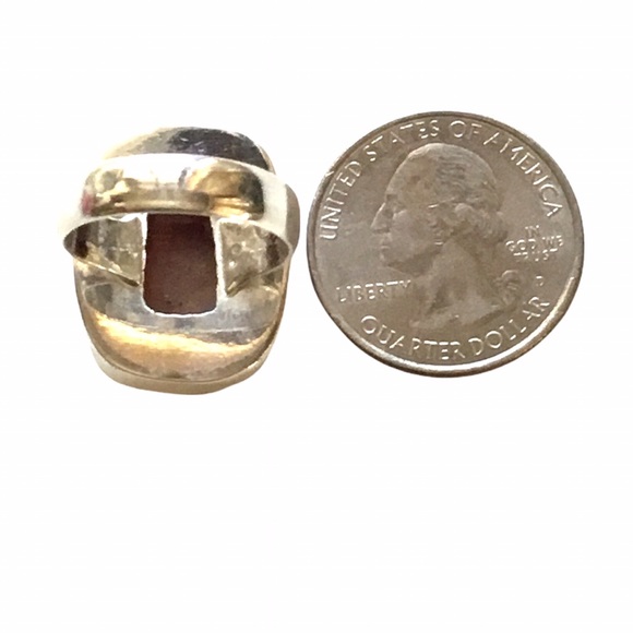 Polished Marble Agate Ring Simple Style Earth Tone - Picture 3 of 6